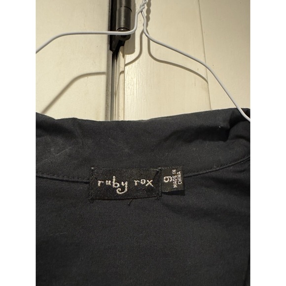 Vintage Ruby Rox Black Retro White Buttons Dress Pockets Puff Sleeves‎ Juniors 9 - Picture 5 of 9